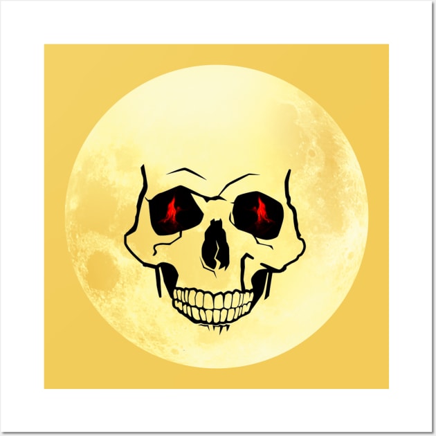 full yellow moon skull face Wall Art by NIKA13